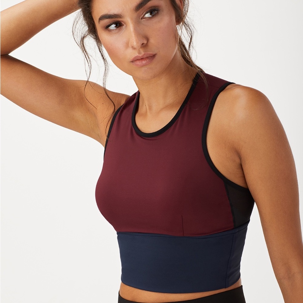 MICHI Ignite Crop Top, Deep Sea Navy/Wine, size S